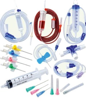 Infusion sets, IV cannulas and syringes