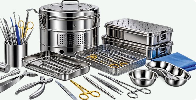 Stainless steel surgical instruments and trays